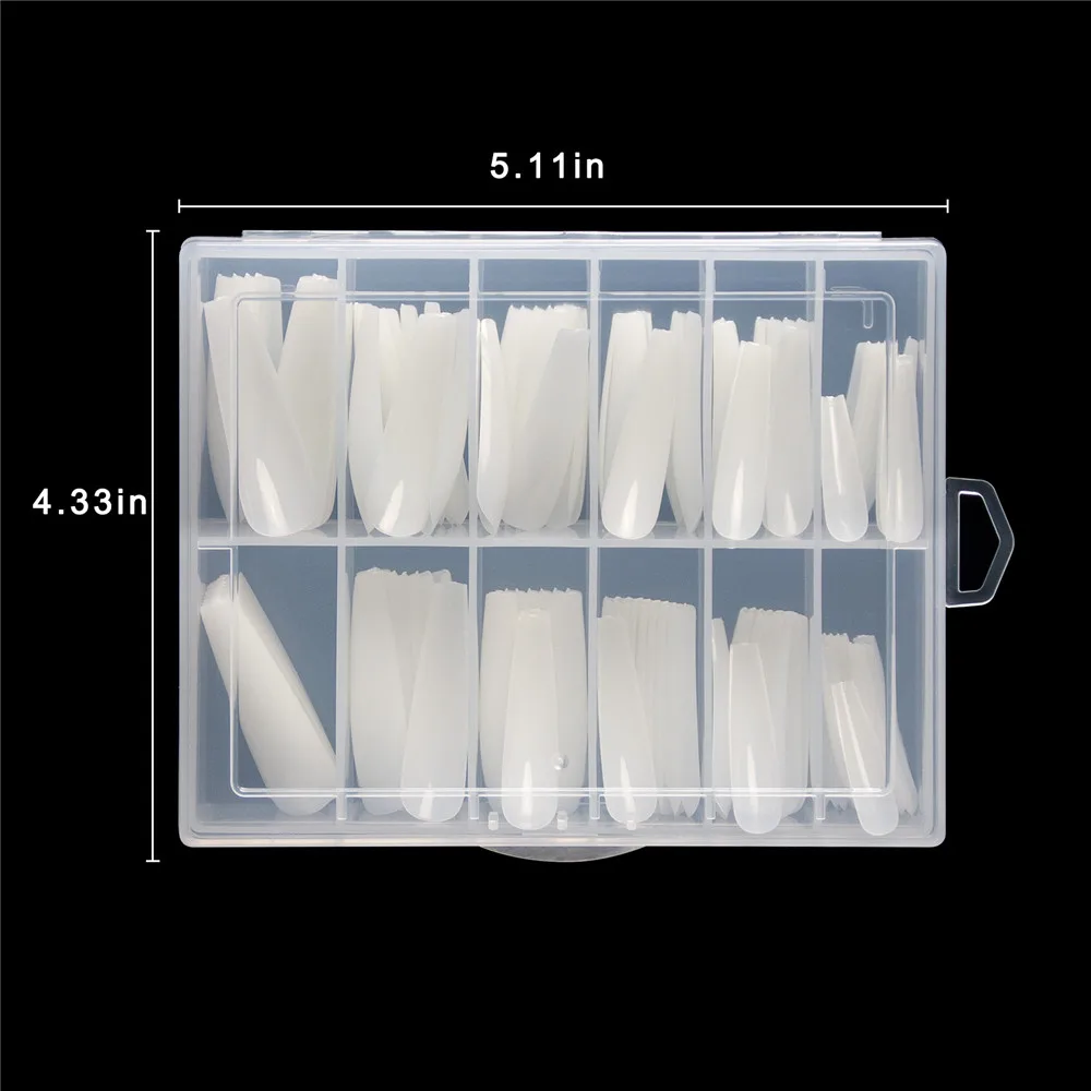 

120pcs XL Ballerina Tips Extra Long Flase Nail Tips Natural Color Fake Nails Manicure Set Nail Art Decoration Tools