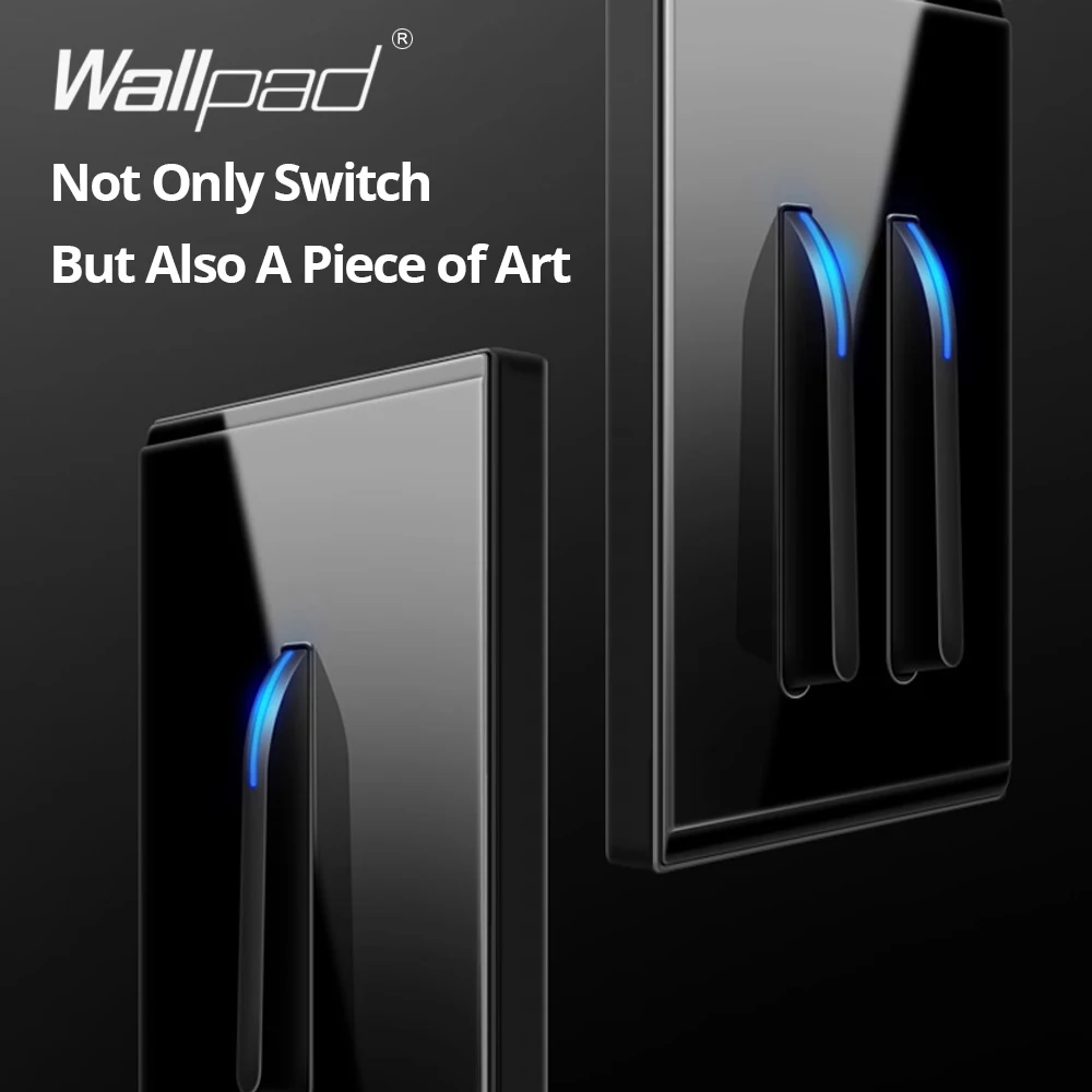 Кнопка Wallpad черная стеклянная панель с LED-индикатором настенный выключатель и