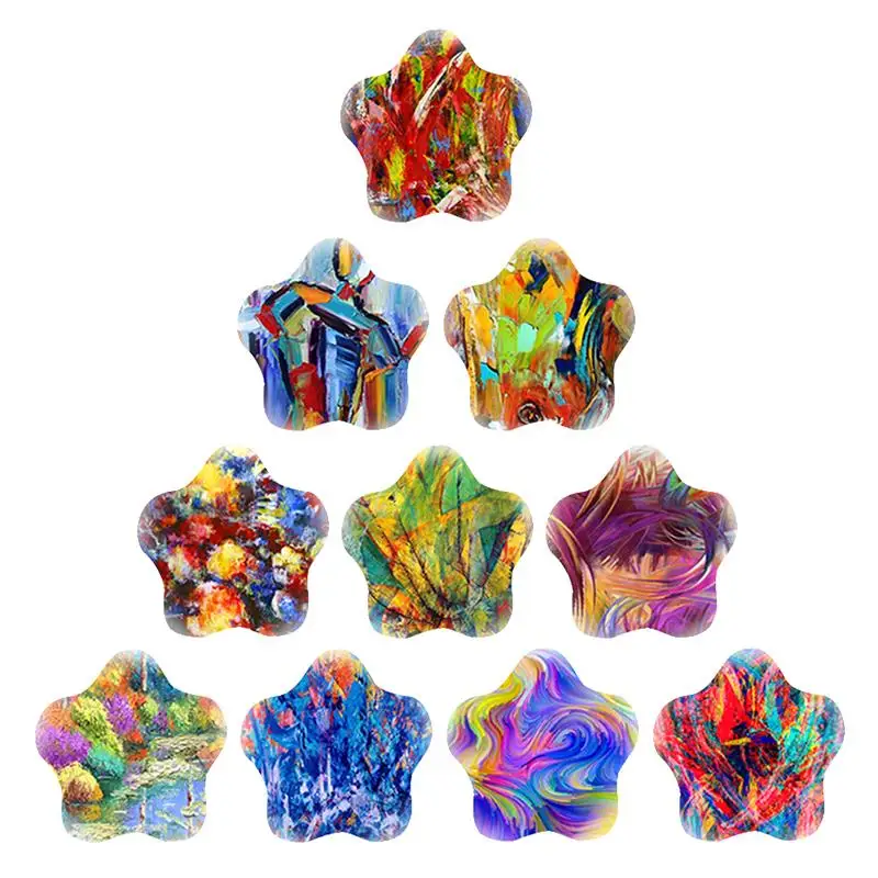 

JWEIJIAO New Color Oil Painting Pattern Design Cabochon Flat Back New Polygonal Glass Accessories Jewelry Souvenirs