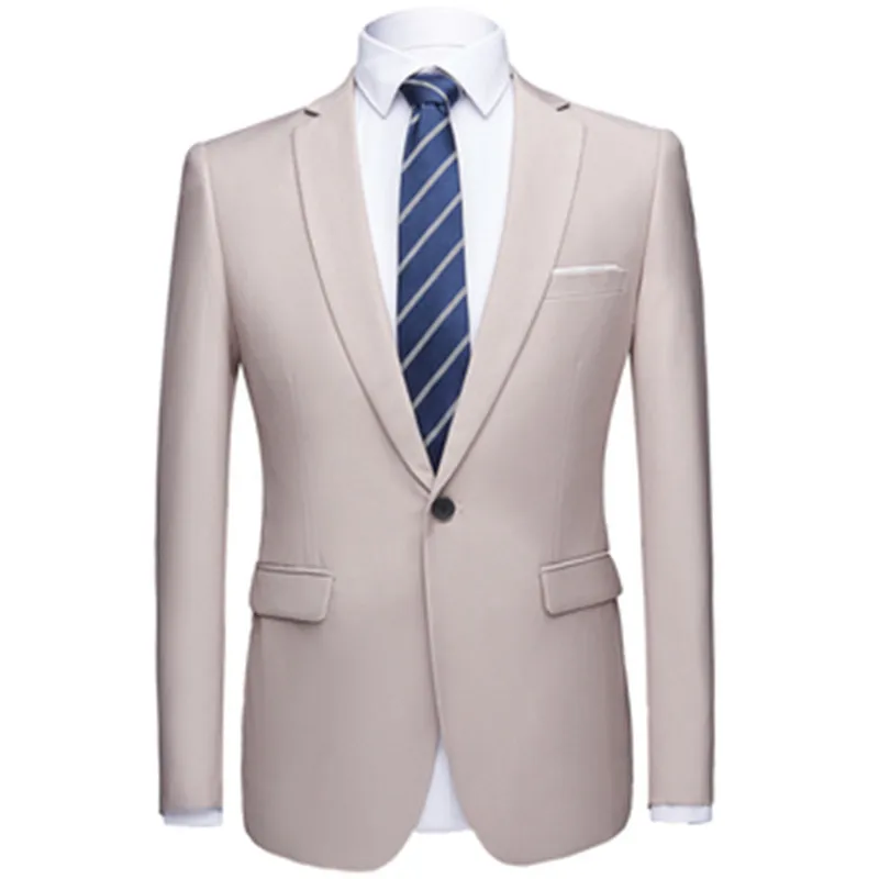 

Men's Blazer Business Slim Official Solid Color Groom Dress Coat High Quality Plus Size Vogue Suit Jacket