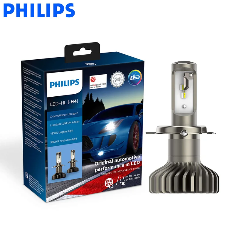 Philips X-treme Ultinon LED gen2 H4 9003 HB2 Car 6000K White Headlight Auto Bulb +250% Brighter 12 Years Lifetime 11342XUWX2 2X |