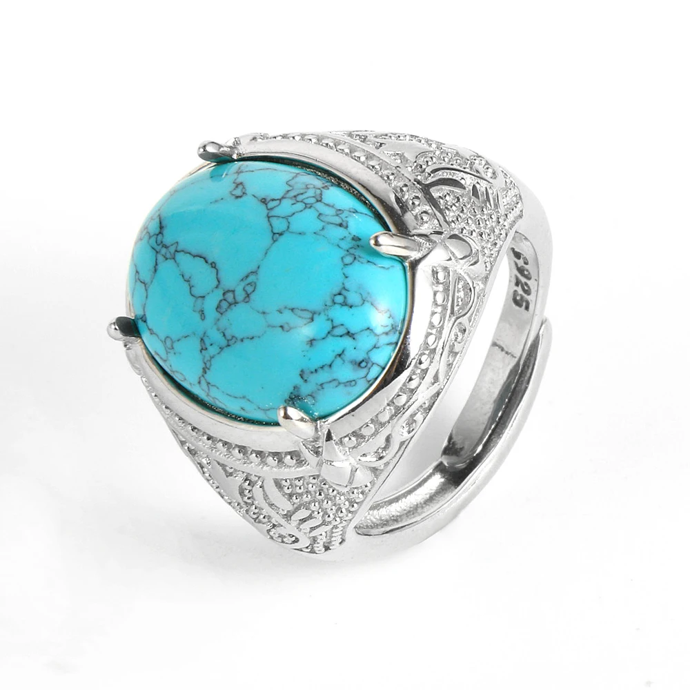 

Vintage Silver Plated Wide Big Natural Turquoises Tiger Eye Stone Rings For Men Bohemian Boho Jewelry Boyfriend Gifts #0117