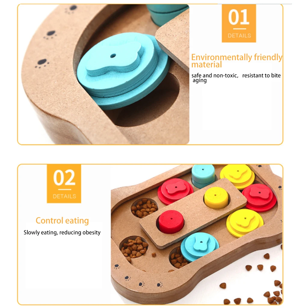 

Natural Food Treated Wooden Paw Shape Pet Dog Cat IQ Training Toys Educational Feeding Game Paw Puzzl Plate Juguetes Para Perros
