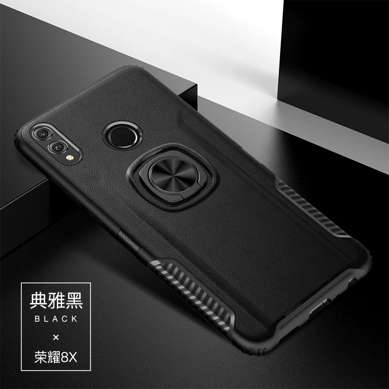 Для Honor 8X Max чехол, роскошный рыцарь, броня, задняя крышка для huawei Honor8X, Прочный Гибридный автомобильный держатель, кронштейн, чехол для телефона(XS0418 - Цвет: Черный