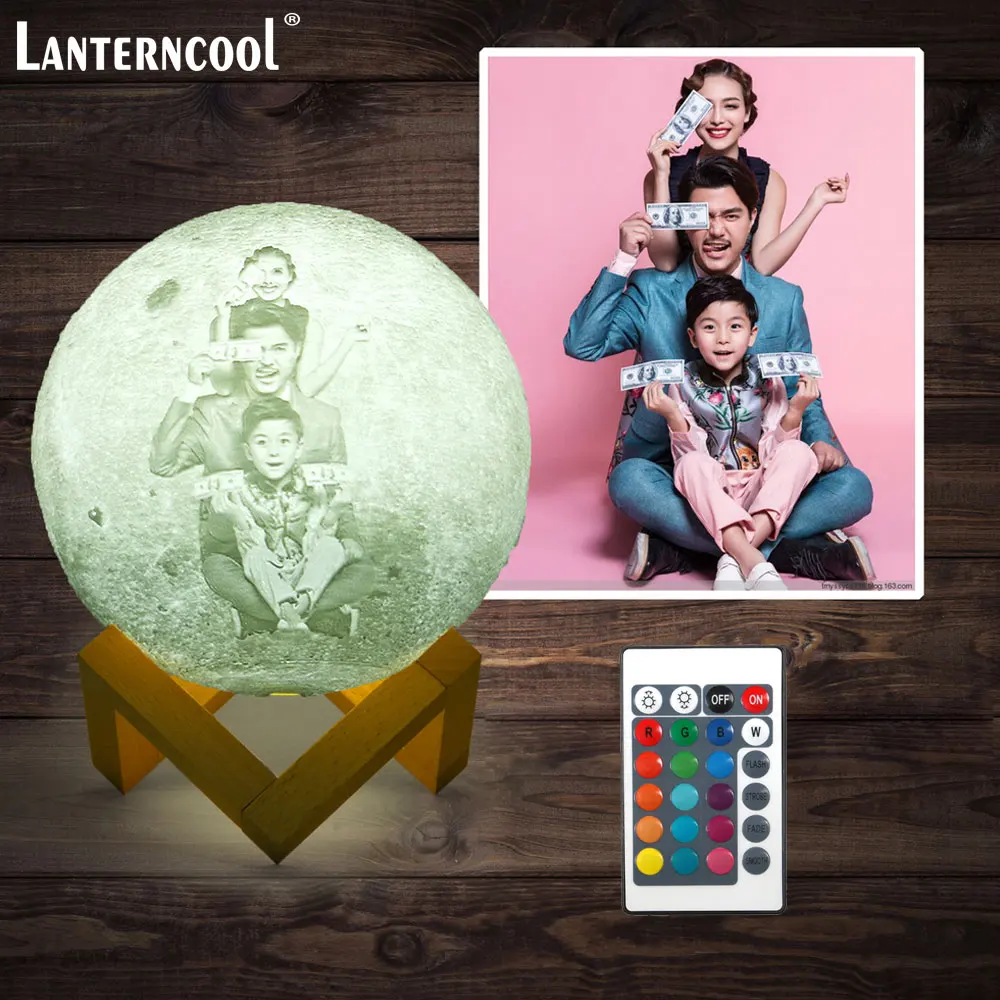 

Фотография/текст на заказ 3D печать Лунная лампа ночник индивидуальный лунный USB Перезаряжаемый светильник дистанционный переключатель сде...