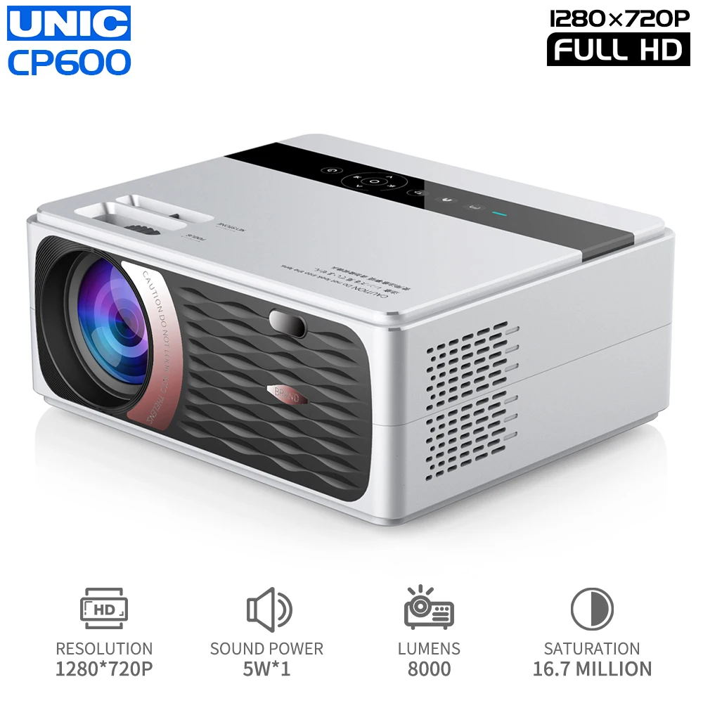 Светодиодный проектор UNIC CP600 1280x720P 8000 лм 1080P Full HD HDMI Wi Fi Bluetooth LCD для домашнего