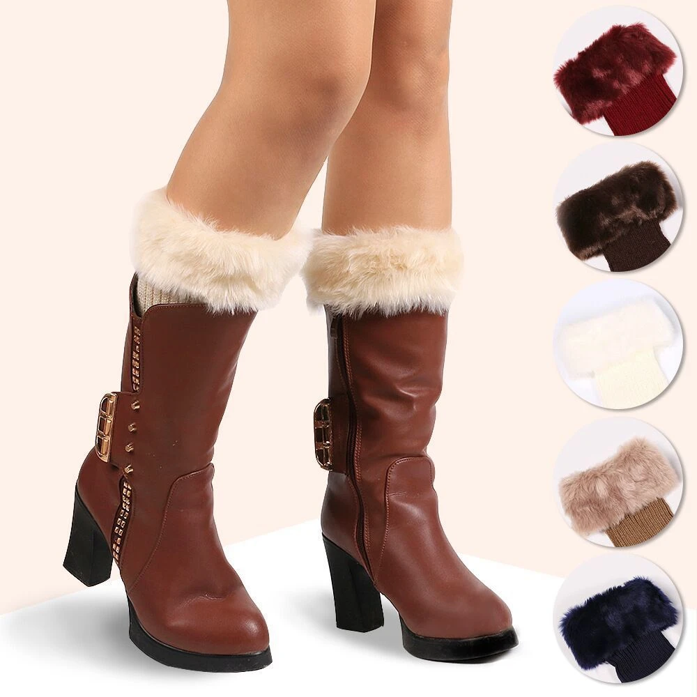 Fashion Warm Socks Furry Faux Fur Women Leg Warmers Boot Covers Lady Cute  Knee-length Hipster Soft Boot Socks