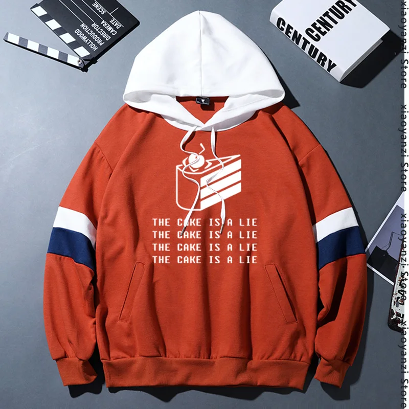 

Модные новые толстовки с капюшоном портала 2, мужские толстовки из 100% хлопка с принтом «торт-это ложь», мужские свободные пуловеры, бесплатн...