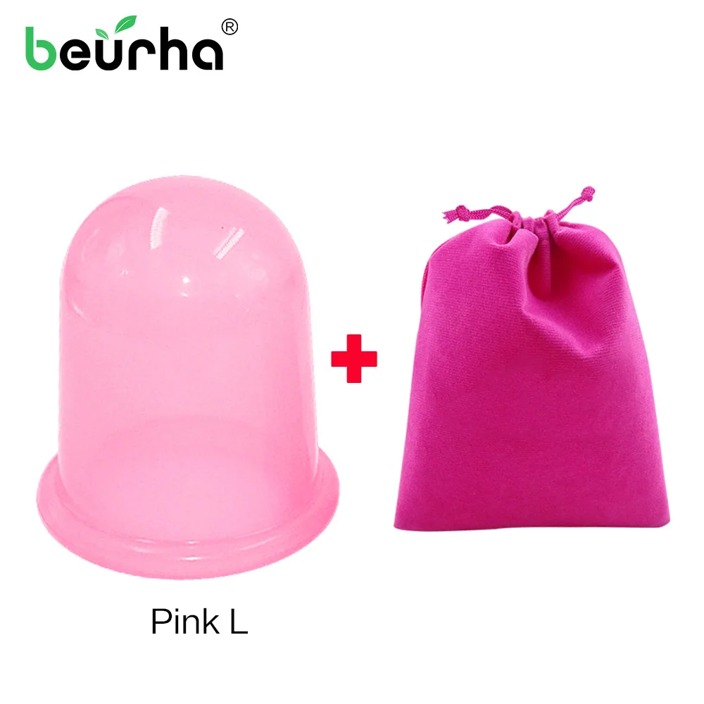 1 piece Pink L 1 шт. S/M/L/XL силиконовые вакуумные чашки для расслабления шеи спины медицинский массажер банки для антицеллюлитного здоровья с мешком - Цвет: 1 piece Pink L