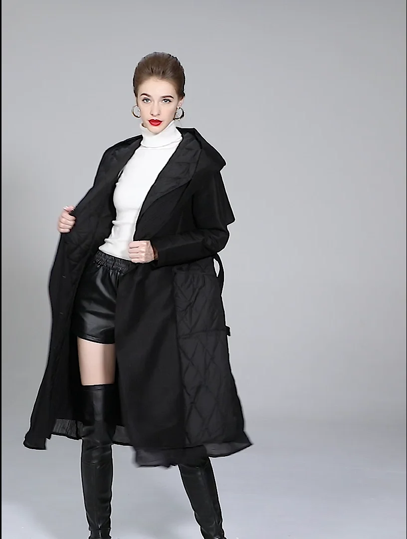 High Quality Winter White Duck Down Coat For Woman Black Hooded Fashion Warm Loose Lady Female Jacket Down Overcoat Outerwear enlarge