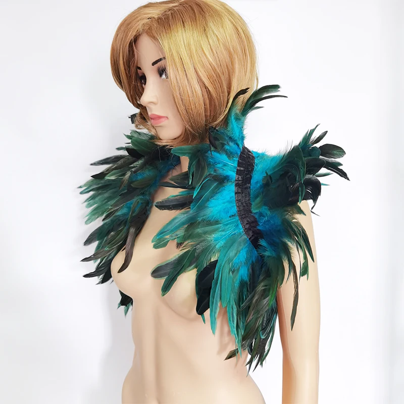 Punk Gothic Feather Shrug Shawl Fake Collar Shoulder Wrap Cape Scarf Halloween Cosplay Rave Party Stage Show Costume |