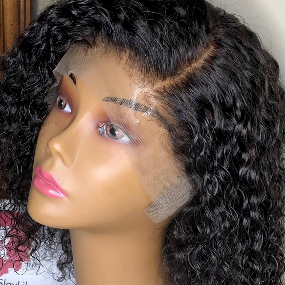 Sassoon Bob 13*4 короткие кудрявые парики для волос на шнурках спереди человеческие парики для женщин натуральный цвет Remy бразильские выщипывающиеся отбеленные узлы