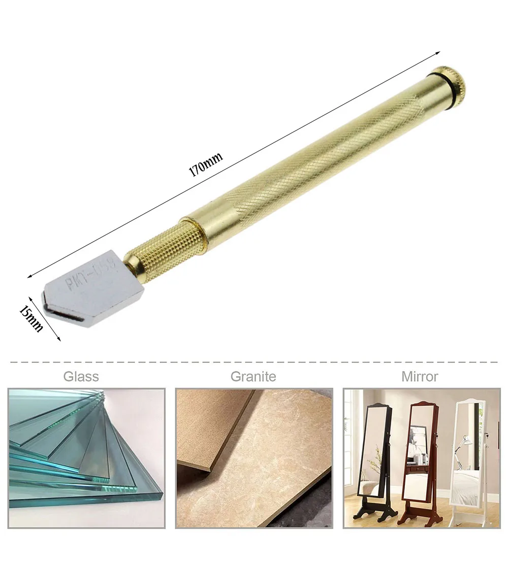 5mm-15mm Metal Handle Pencil Style Oil Feed Carbide Tip Glass Cutter Cutting Tools Glass Oil Cutter