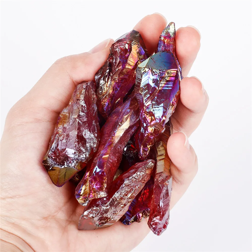 

1pcs Natural Crystals Plating Colors Natural Raw Wand Quartz Geode Crystal Cluster Healing Specimen Decor