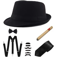 halloween men 20s cosplay costumes accessory 1920s accessories for men gatsby gangster costume set panama fedora hat