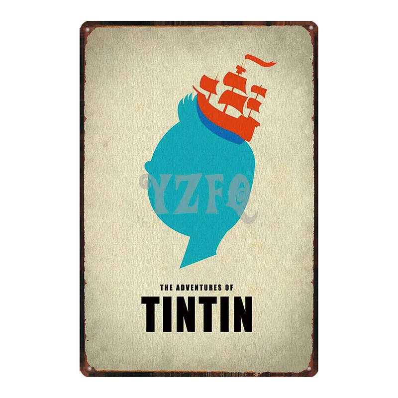 DU2998 Tintin мультфильм металлическая жестяная вывеска потертый шик стены Детская комната кофе магазин домашнего искусства ремесло Тики Бар Декор 30X20 см DU2993 - Цвет: DU2998
