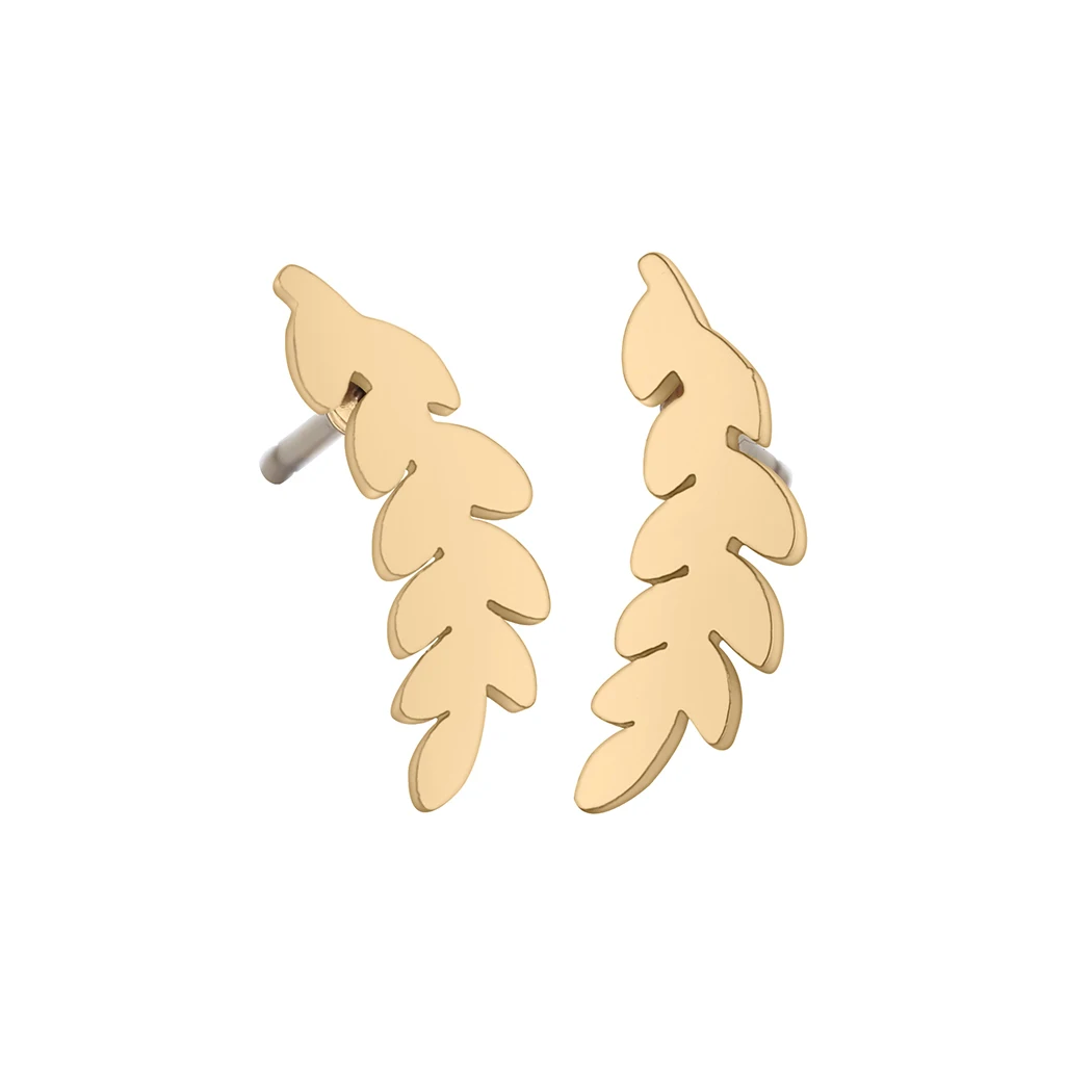 Kinitial Stainless Steel Olive Branch Leaf Stud Earrings for Women 2019 Boho Earring Vintage Fashion Statement Party Jewelry | Украшения и