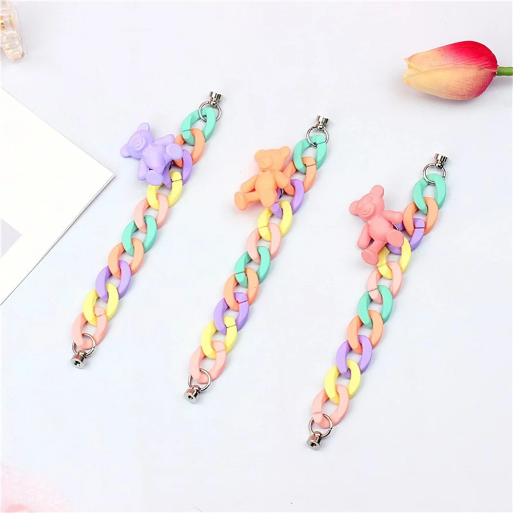 

1pc Candy Color Cute Little Bear Mixcolor Acrylic Chain Link For Diy Making Key Chain Phone Case Decoration Jewelry Accessories