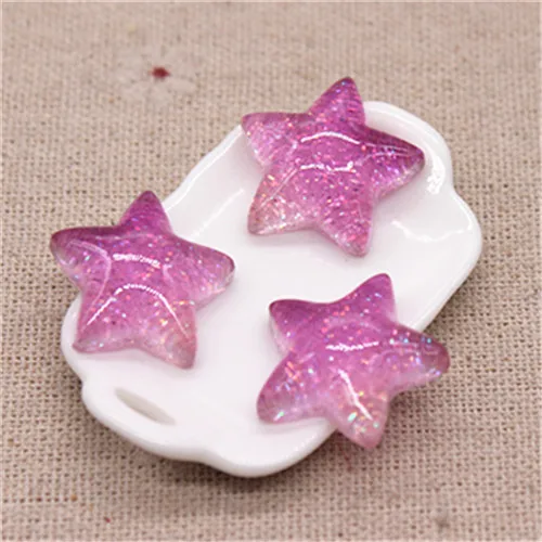 4star 20pcs 20 шт новые смолы блеск градиент сердце/звезда/лук/корона/вишня/Seashell Кабошоны украшения Шарм основы для заколок для волос деко - Цвет: 4star 20pcs
