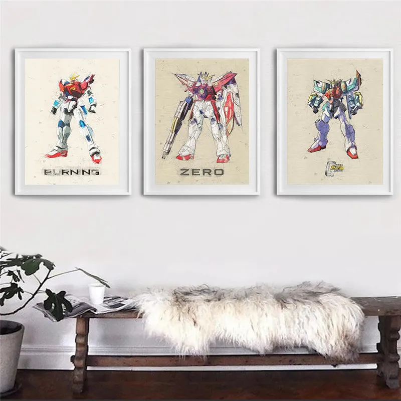 

Японский классический аниме постер костюма Gundam Mobile с мультяшным принтом, декоративная живопись Gundam, постер на холсте, картина