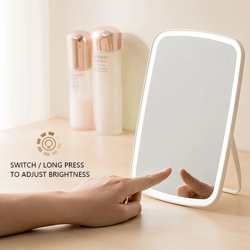 LED touch Screen Built-in battery Makeup Mirror Table Desktop Portable Lighted Cosmetic Hand | Красота и здоровье
