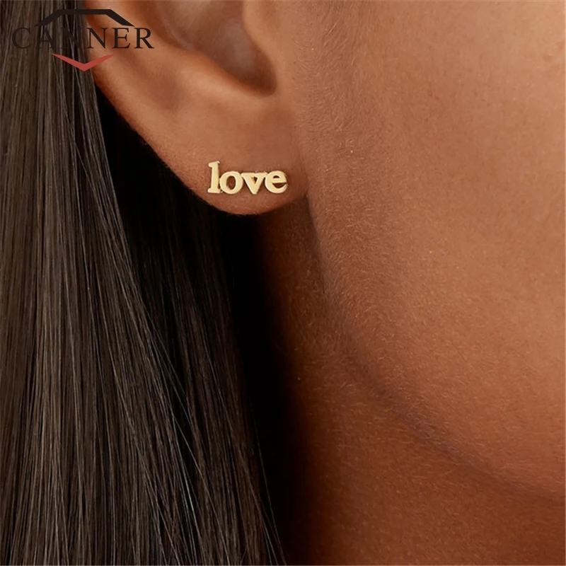 925 sterling silver "love you "English Alphabet Stud Earrings For Women Gold Fashion Party Jewelry Best Gift for Lover | Украшения