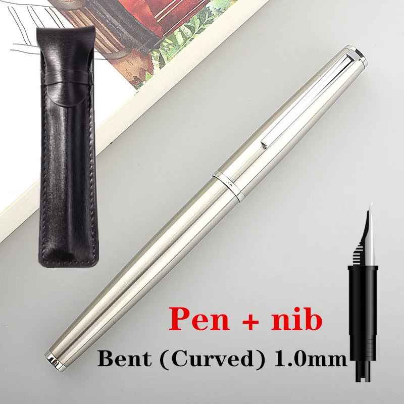 

jinhao Stainless steel Metal Fountain Pen EF/F Nib High Quality silver Excellent Writing Gifts For Business Office Supplies