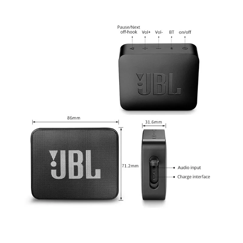 Original JBL GO 2 Wireless Bluetooth Speaker Mini IPX7 Waterproof Outdoor Sound Rechargeable Battery With Microphone | Электроника