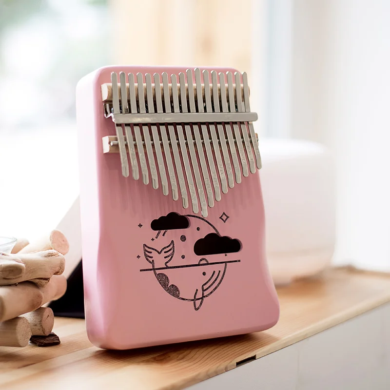 Калимба 17 клавиш пальцевое пианино Милая мультяшная розовая девочка подарок