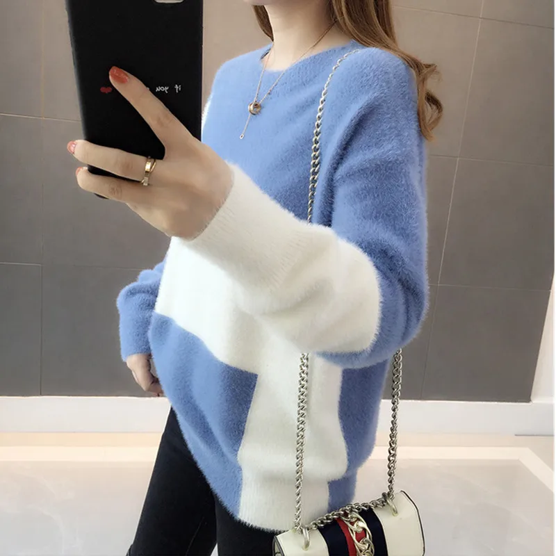 Женский вязаный свитер от ветра красный в Корейском стиле с длинным рукавом 2019 |