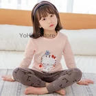 Пижама детская с длинным рукавом и мультяшным котом, для мальчиков и девочек