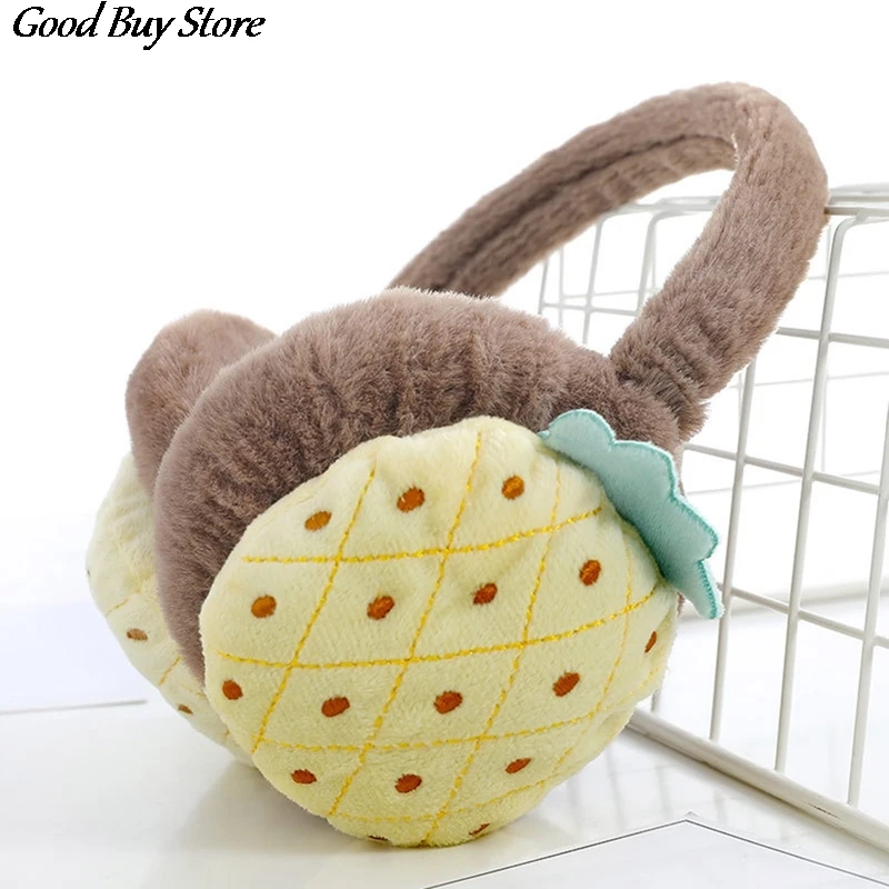 Зимние наушники с изображением фруктов теплые плюшевые мягкие для детей и