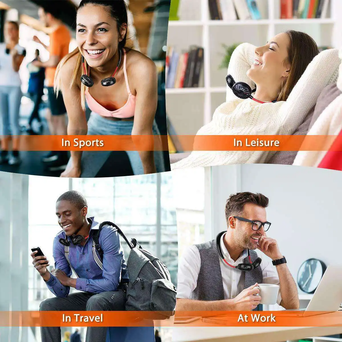 

Mini Hand Free Small Fan Portable Hanging Neck Fan with Two Fans Fast Cooling USB Rechargeable Sports Fans 3 Gears Air Cooler