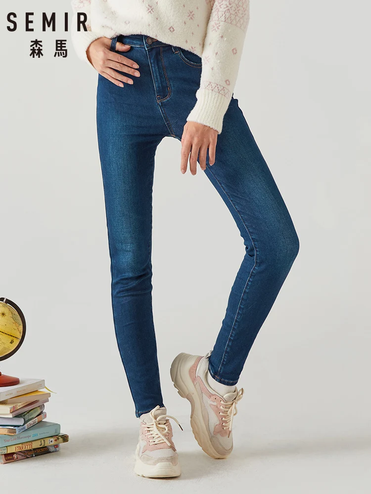 SEMIR джинсовые брюки для женщин 2019 Новинка зимы Высокая талия тонкий громких штаны