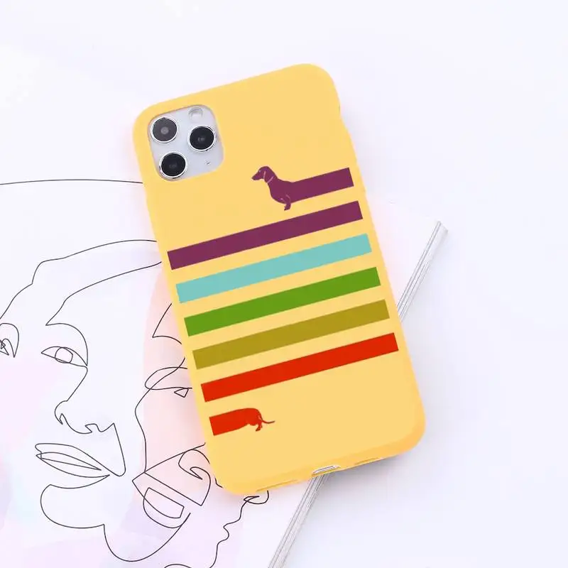 

Dachshund Silhouette Dog cute animal high quality Phone Case Candy Color for iPhone 6 7 8 11 12 s mini pro X XS XR MAX Plus