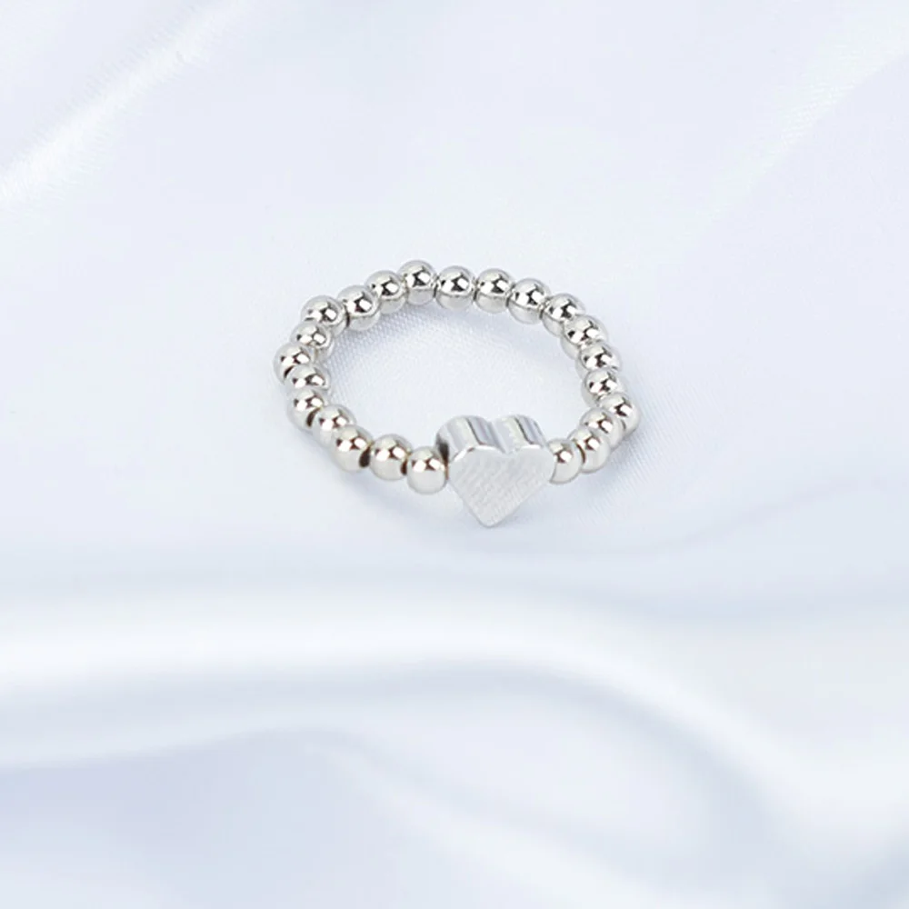 

SJDI-351 Bead Rings For Women Geometric Heart Elastic Ring Simple Finger Jewelry Anelli Femme