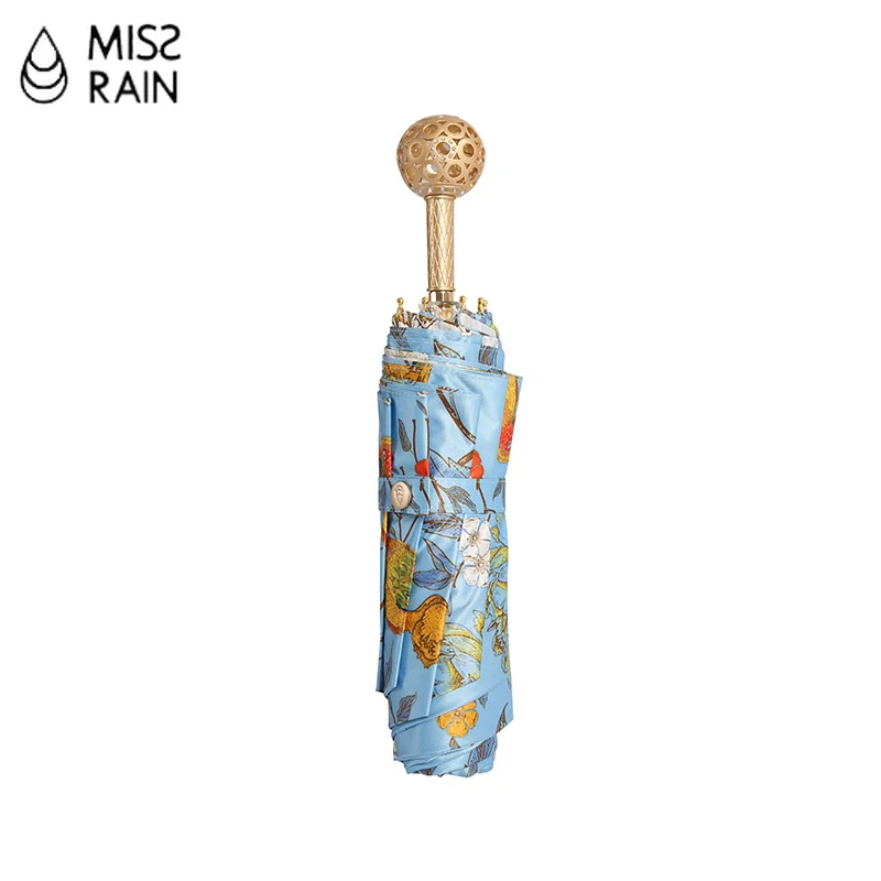 Женский складной зонт MissRain с золотой ручкой креативный Компактный Зонт золотыми