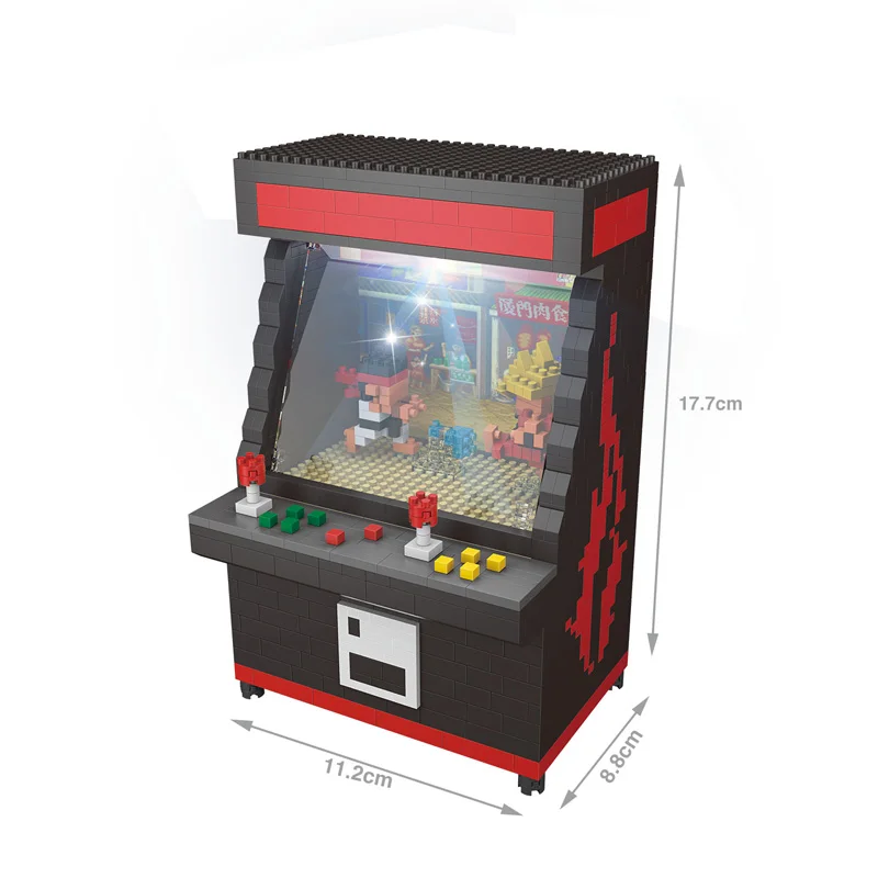 

Funny classic Fighting Arcade games micro diamond block Game Console Ryu Ken building bricks toys nanobricks with led light