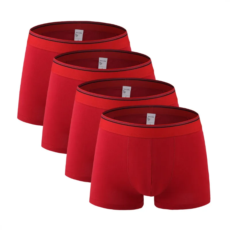 4Pcs 2425 Red 4 шт./лот, мужские хлопковые трусы, новинка, модные, сексуальные, брендовые, качественные, мужские боксеры, шорты, новинка, Mr нижнее белье, мужские трусы, большие, толстые, 6XL, 8XL - Цвет: 4Pcs 2425 Red