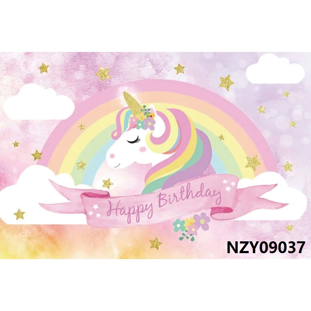 

Nitree Unicorn Backdrop Rainbow Flower Cloud Newborn Baby Shower Girl 1st Birthday Party Vinyl Photography Background Photophone
