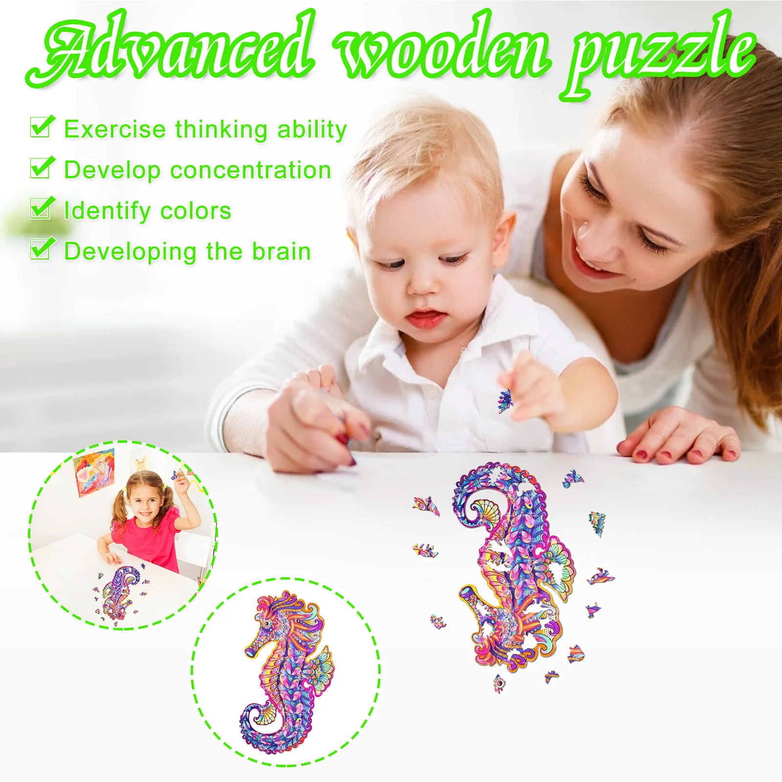

Wooden Puzzle Unique Shape Pieces 3D Animal Puzzle Gift for Adults and Kids