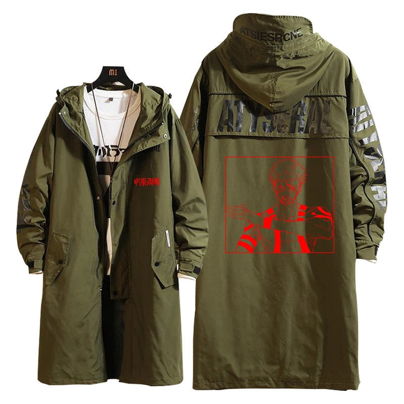 Длинная аниме куртка с капюшоном для косплея длинная Повседневная Верхняя