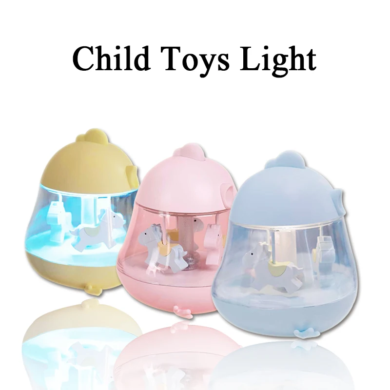 Animal Night Light For Children Cute Horse Nightlights For Christmas Gift 3D Led Toys Cartoon Hobbyhorse Music Box Beside Lamp