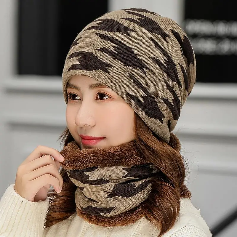 

Hat women winter earmuffs han edition joker plus velvet hat sets more qiu dong the day warm warm knitted cap