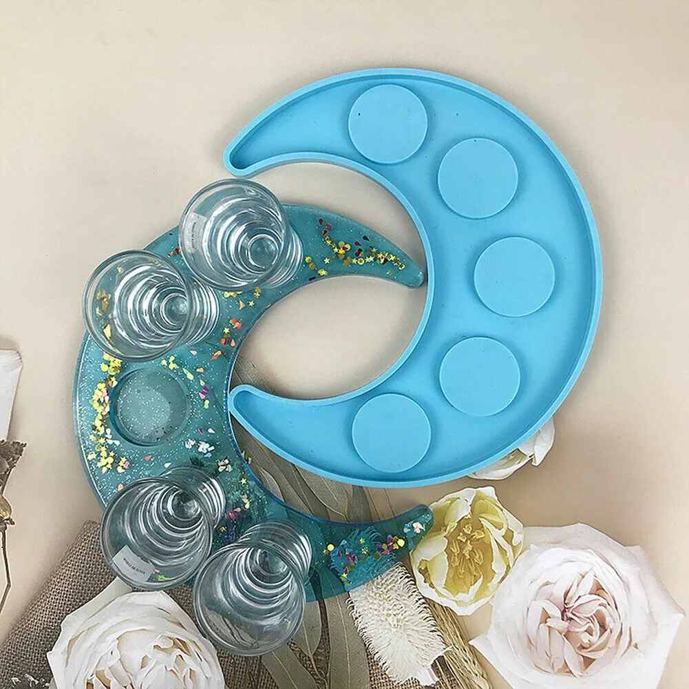 

1Pc Moon Shape Wine Glass Tray Mold Candlestick Silicone Molds DIY Resin Mould New And High Quality Durable And Practical To Use