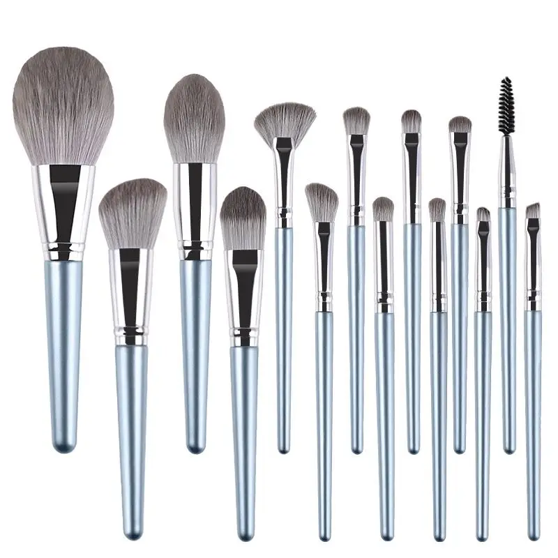 

New first sight 14 pieces of wooden handle makeup brush super soft Cangzhou makeup brush set beauty tools wholesale eye shadow b