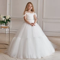 classic tulle flower girl dress lace appliques sleeveless for wedding birthday ball gown first holy communion dresses