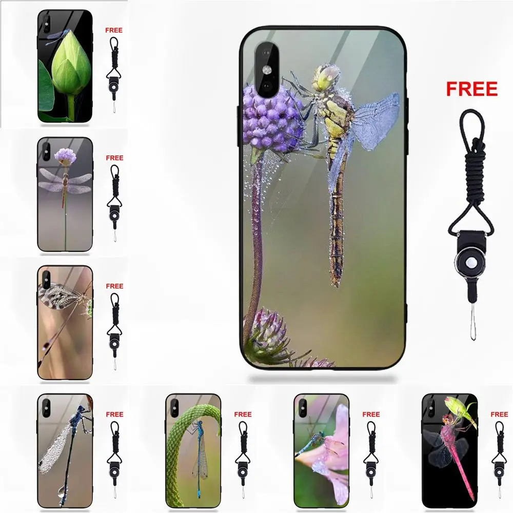 Цветы Стрекоза зеленый рисунок для Apple iPhone 5 5C 5S SE 6 6S 7 8 Plus X XS Max XR Силиконовый ТПУ