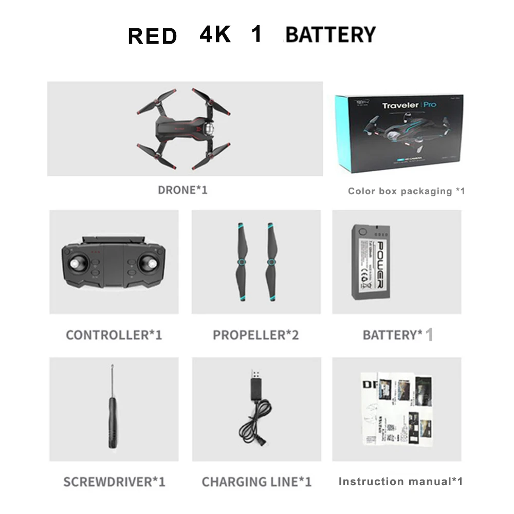 4K 1B RED BOX S20W селфи Дрон 4K HD Gimbal Двойная камера Wi-Fi FPV Gesture фото оптический поток Профессиональный Радиоуправляемый квадрокоптер вертолет Дрон - Цвет: 4K 1B RED BOX