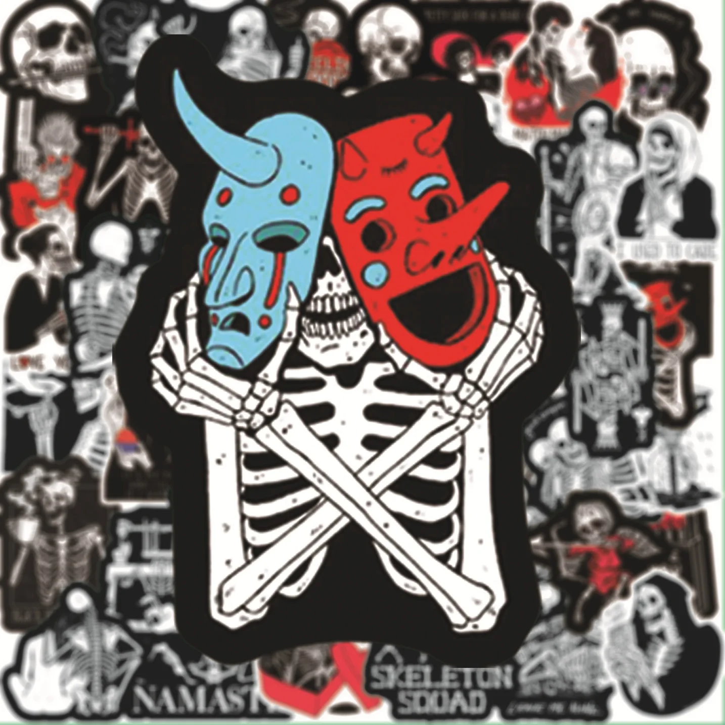 

10/30/50PCS Red and Black Skull Love Motivational Stickers Laptop Guitar Luggage Bike Waterproof Graffiti Sticker Decal Kid Toys